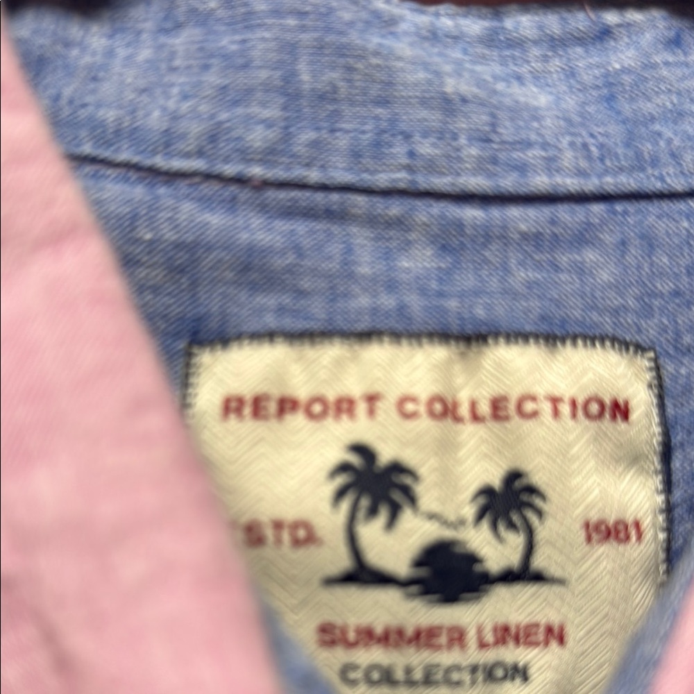 Report Collection Linen Shirt in Pink and Blue